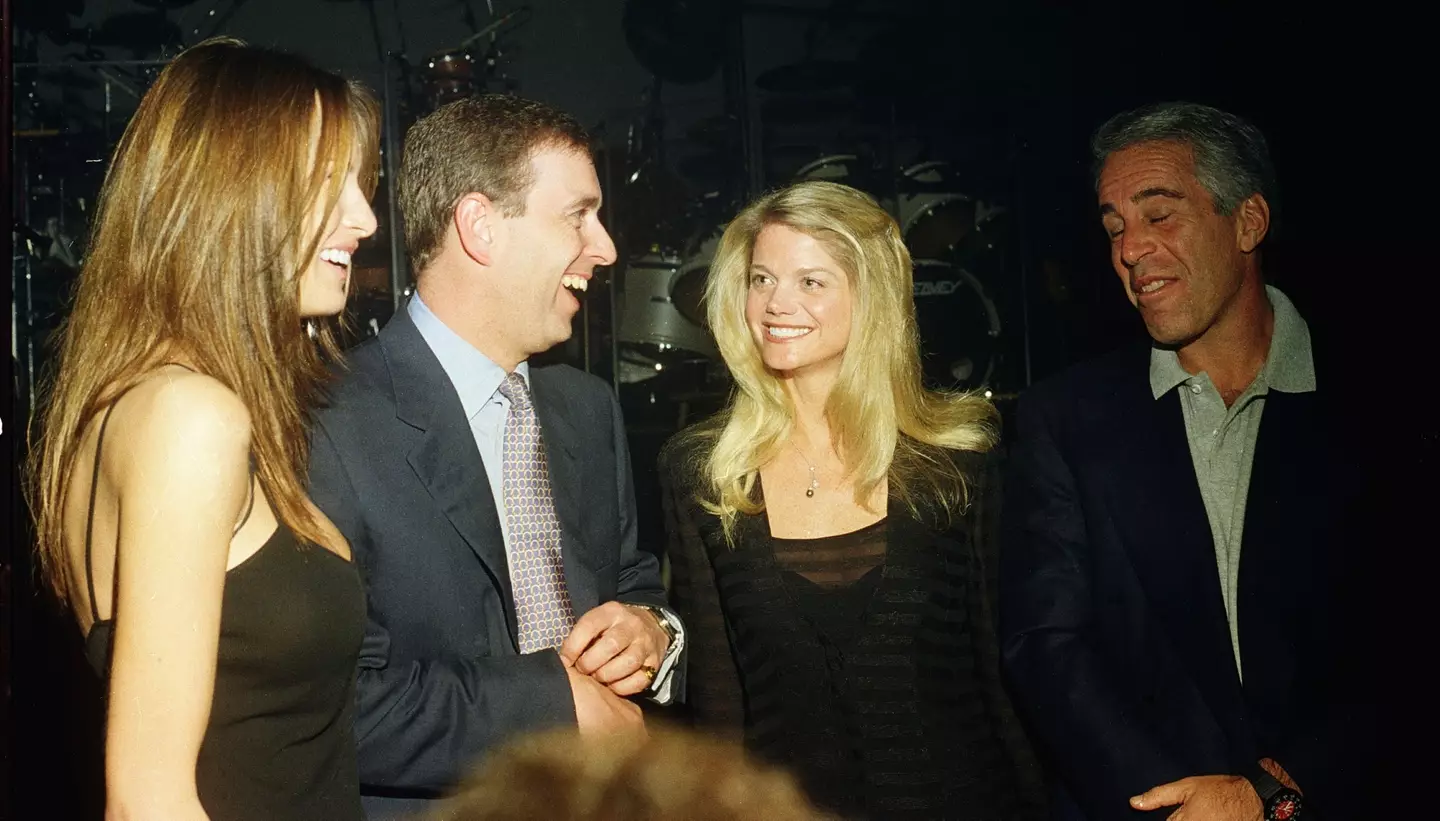 Melania Trump, Prince Andrew, Gwendolyn Beck and Jeffrey Epstein pictured at a Mar-a-Lago party in 2000 (Davidoff Studios/Getty Images)