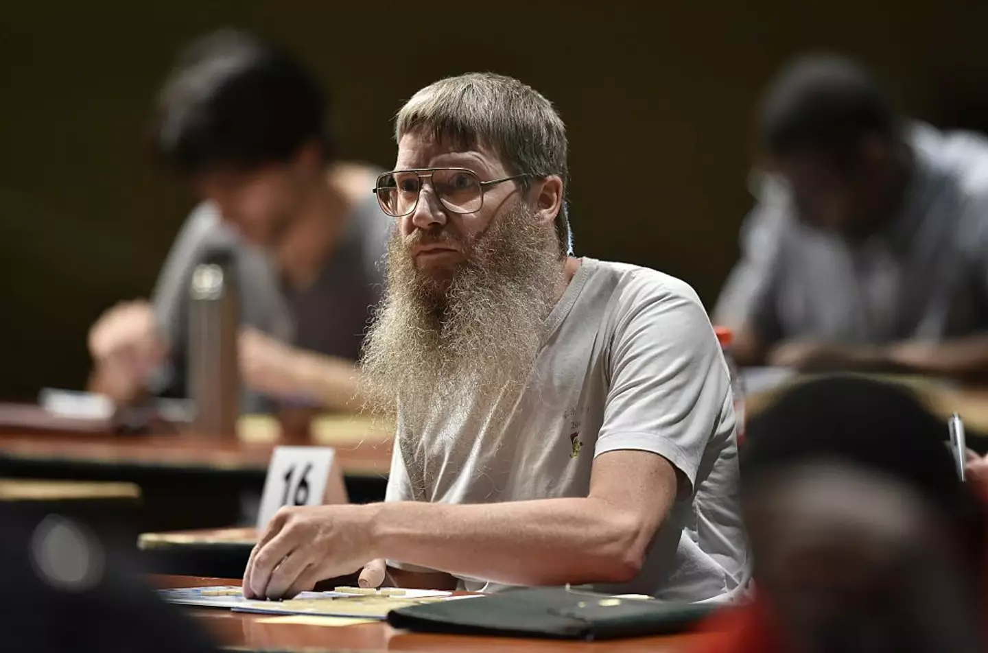 Richard walked away with his second Scrabble championship in a different language (JOHN THYS/AFP via Getty Images)