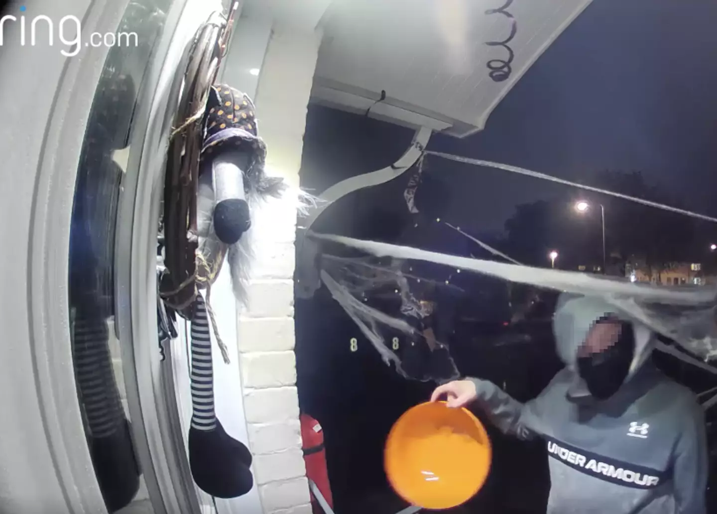 The two boys both donated sweets to the bowl before wishing Jodie a 'Happy Halloween'.