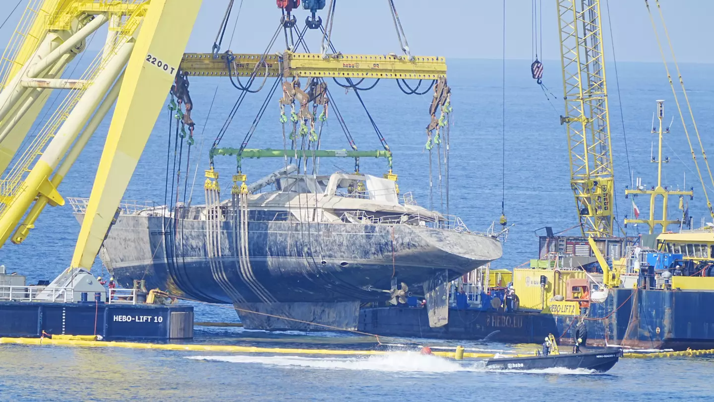 Images show Mike Lynch's superyacht above water for first time since it sank