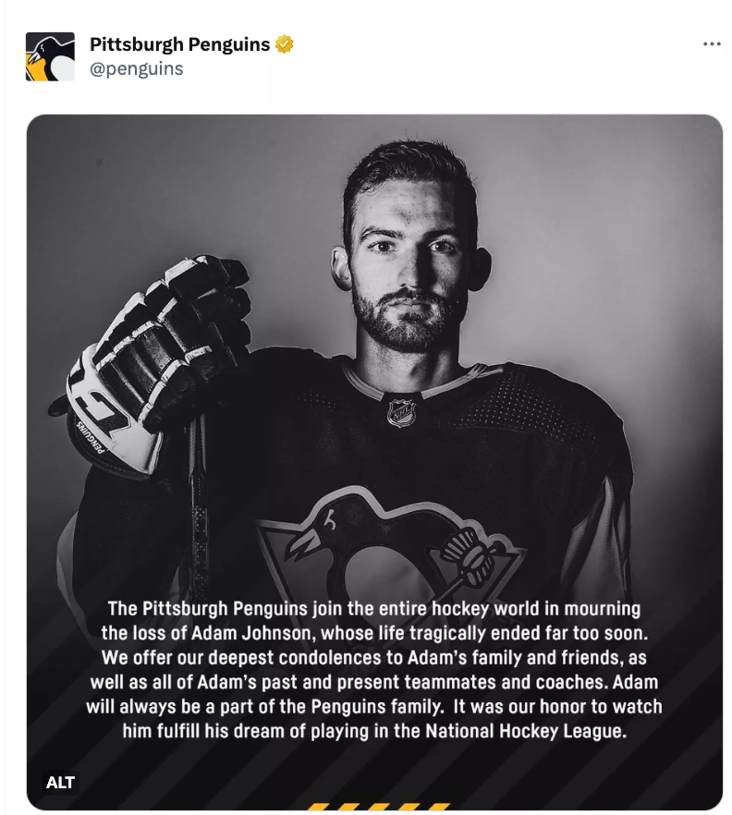 Tributes have begun to pour in for the hockey player.
