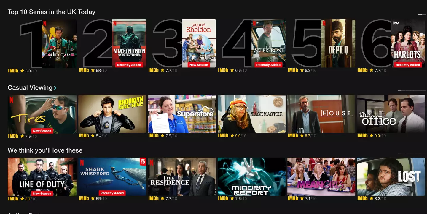 It allows you to see the IMDb score for any given show to help you make your choices (Netflix)