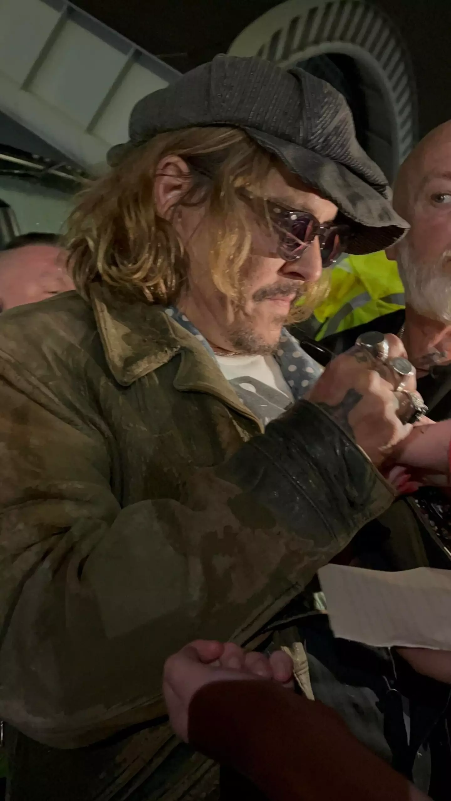 Paris Pattinson met Depp outside his hotel in Newcastle.