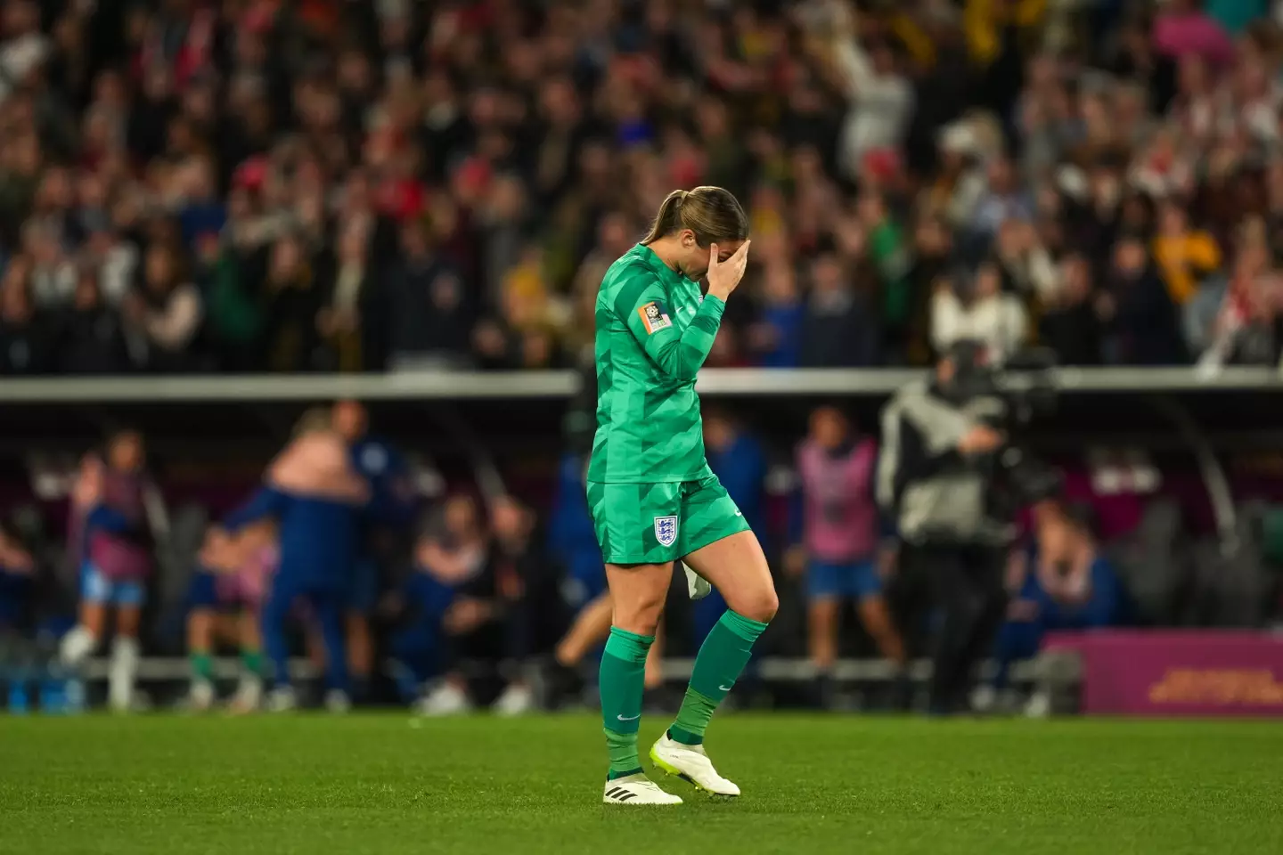 Mary Earps as the final whistle blew in the World Cup final.