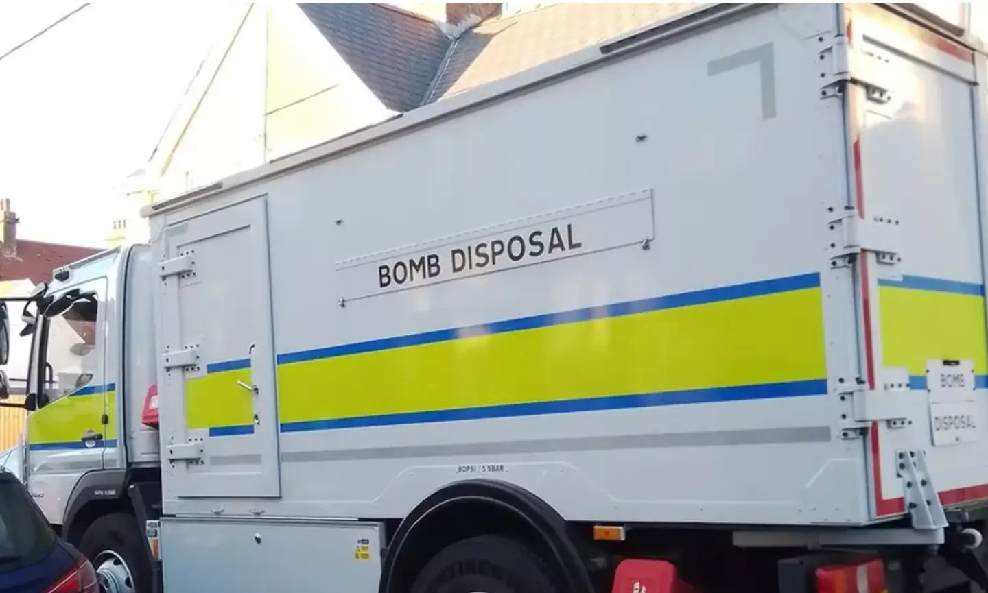 A bomb disposal unit safely detonated the 64lb ‘naval projectile’.