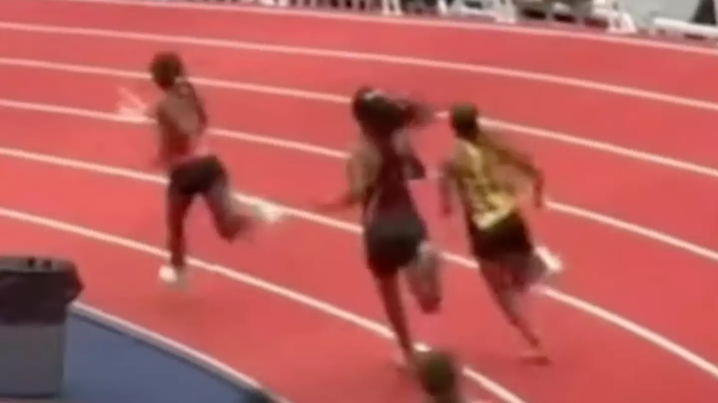 Alternative footage shows new angle of viral moment athlete hit opponent over head with baton