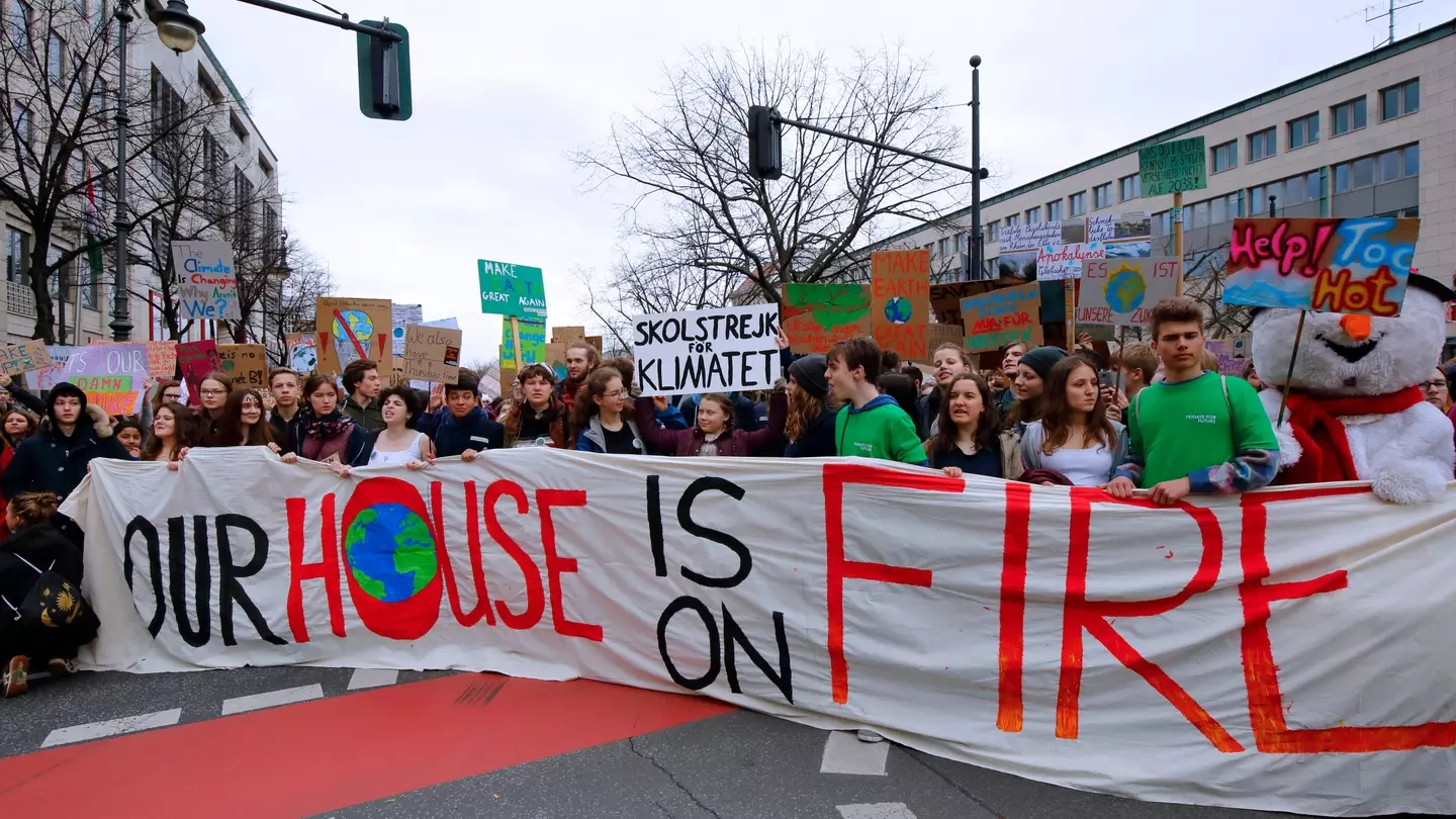 Greta Thunberg "Skolstrejk for Klimatet" (School Strike for Climate) at the 29 March 2019 Fridays For Future climate march, Berlin.