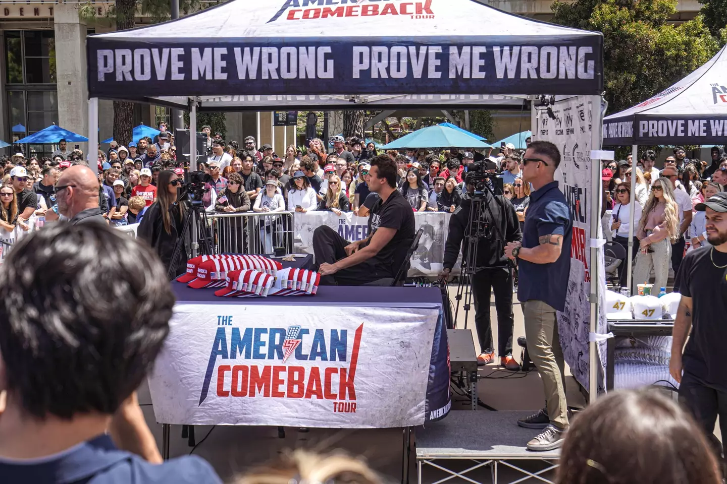 Kirk often hosts open-air debates. (Michael Ho Wai Lee/SOPA Images/LightRocket via Getty Images)
