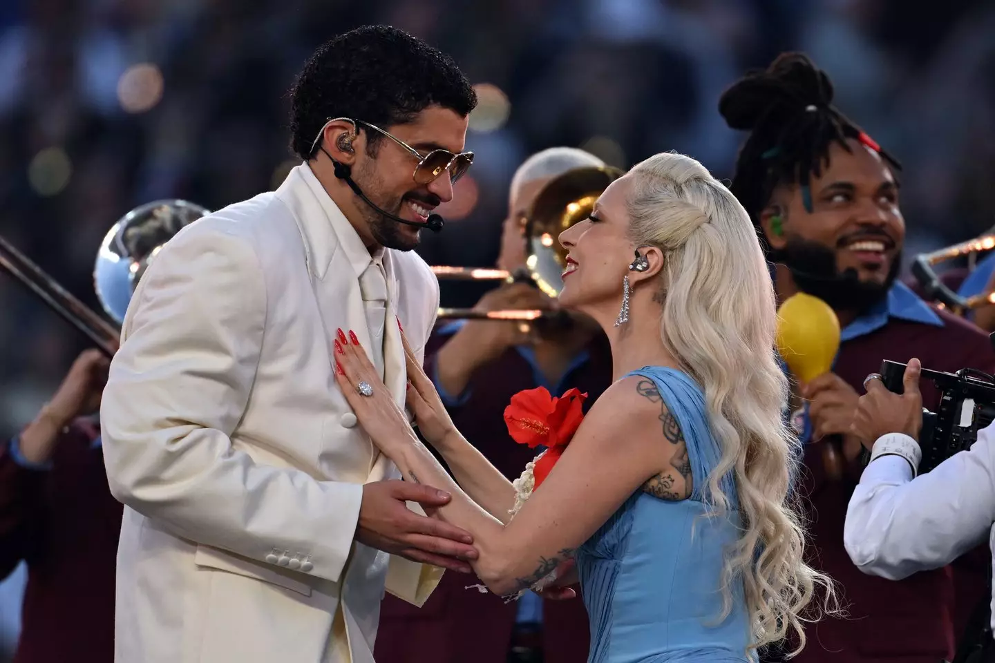 Lady Gaga joined the music star at his Super Bowl show (JOSH EDELSON / AFP via Getty Images)