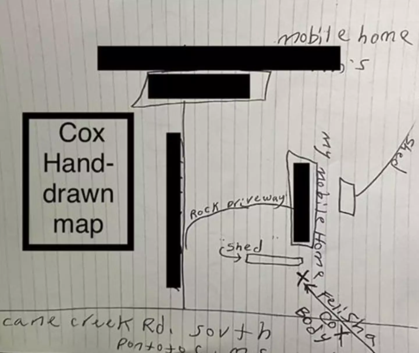 Cox's drew a map that led authorities to the remains.