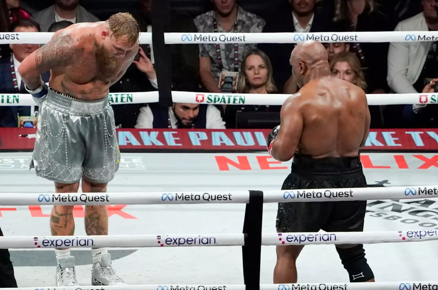 Paul showed some respect to Tyson at the end of their bout (TIMOTHY A. CLARY/AFP via Getty Images)
