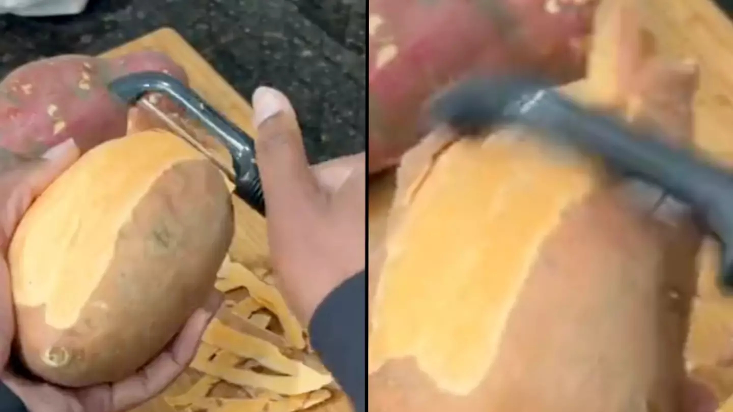 People baffled after woman shows how you’re actually supposed to peel potatoes