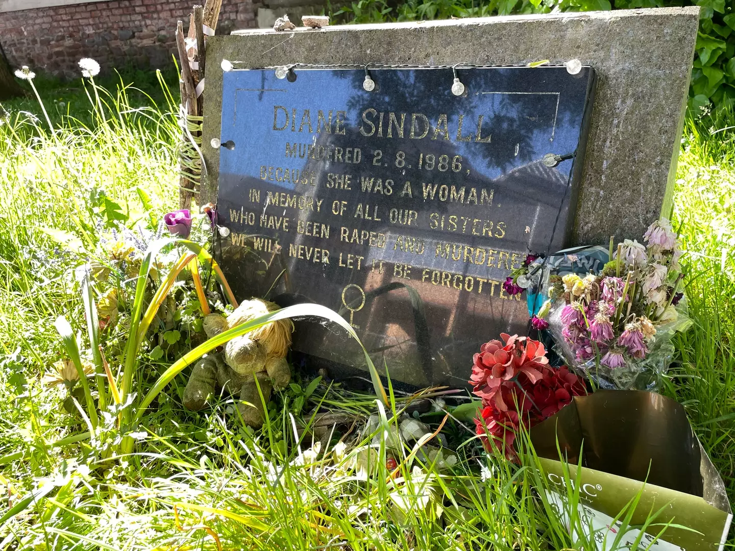 A memorial for Diane Sindall, who was murdered in Merseyside in 1986 (PA)