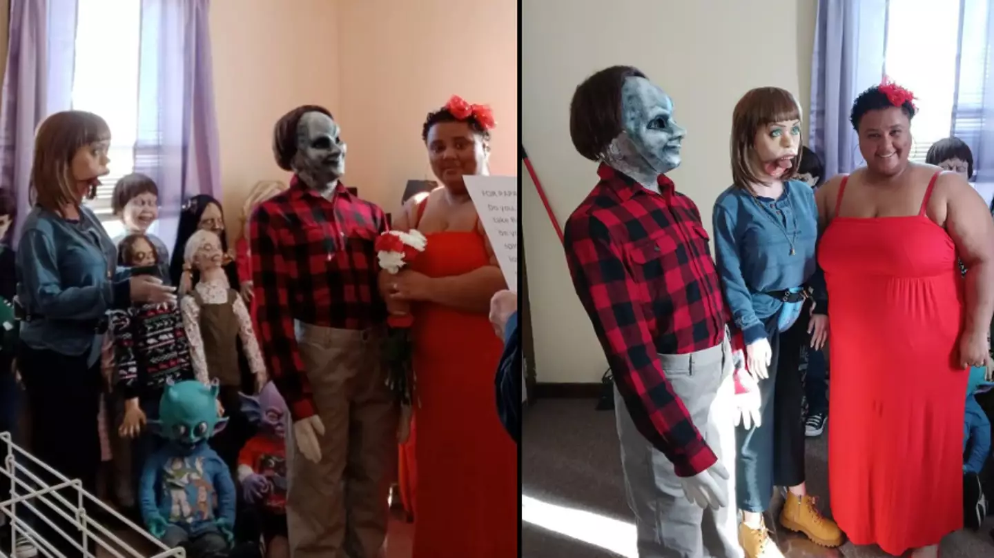 Woman who 'married' zombie doll has now 'wedded' again to 6ft doll with doll kids
