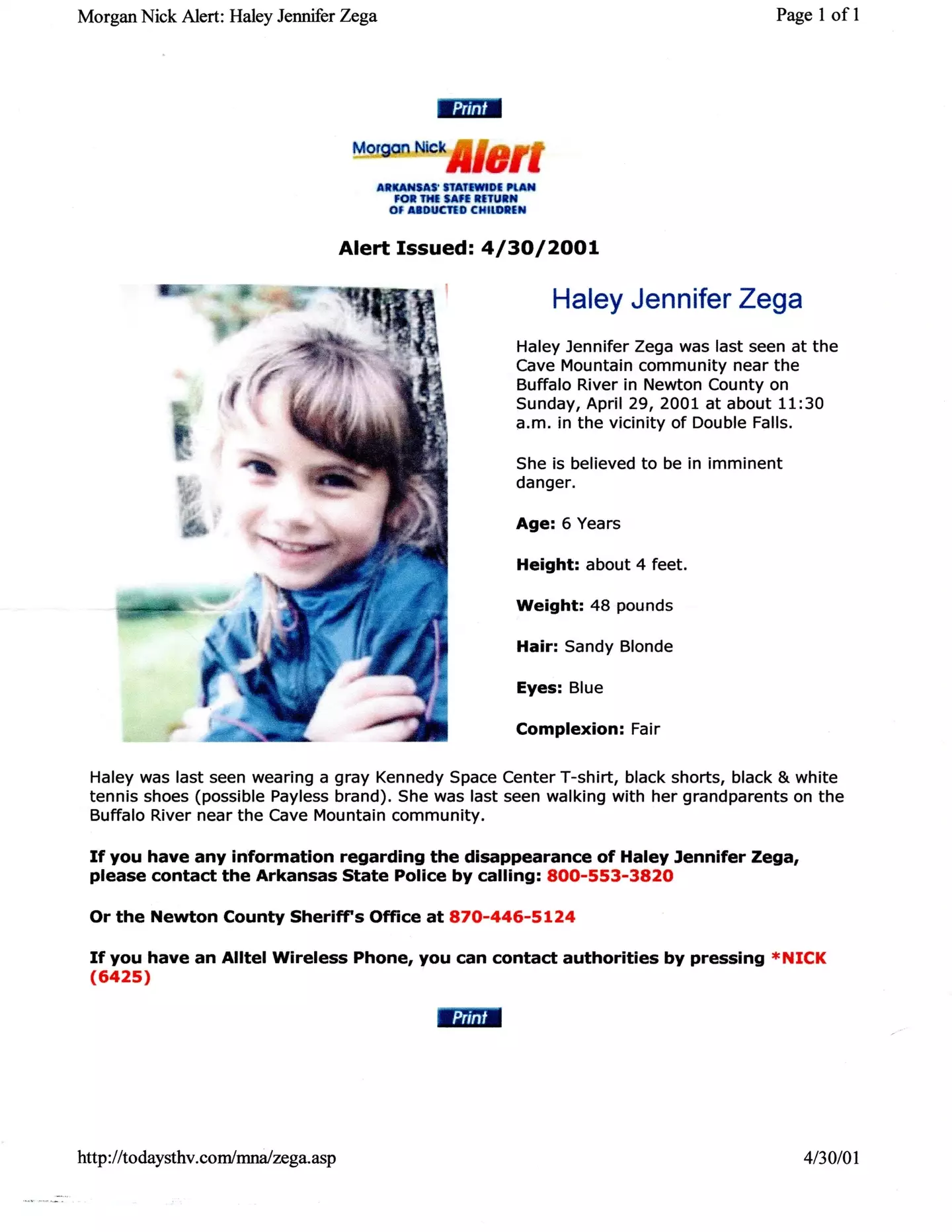 Zega was missing for a total of 52 hours.