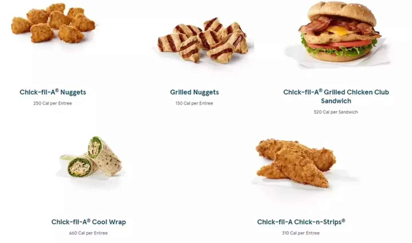 Here is the menu (Chick-fil-A)