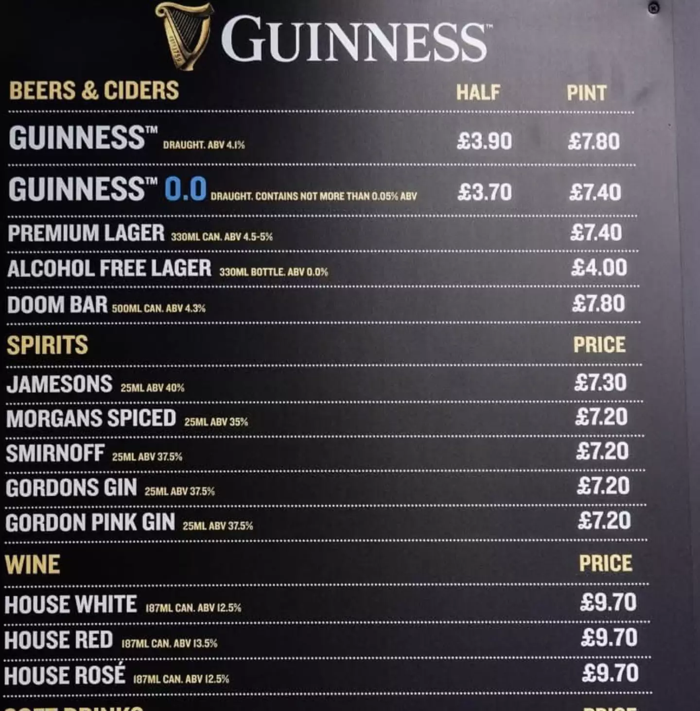 Drink prices at Cheltenham have shot up again this year (X/@PintsO_Guinness)