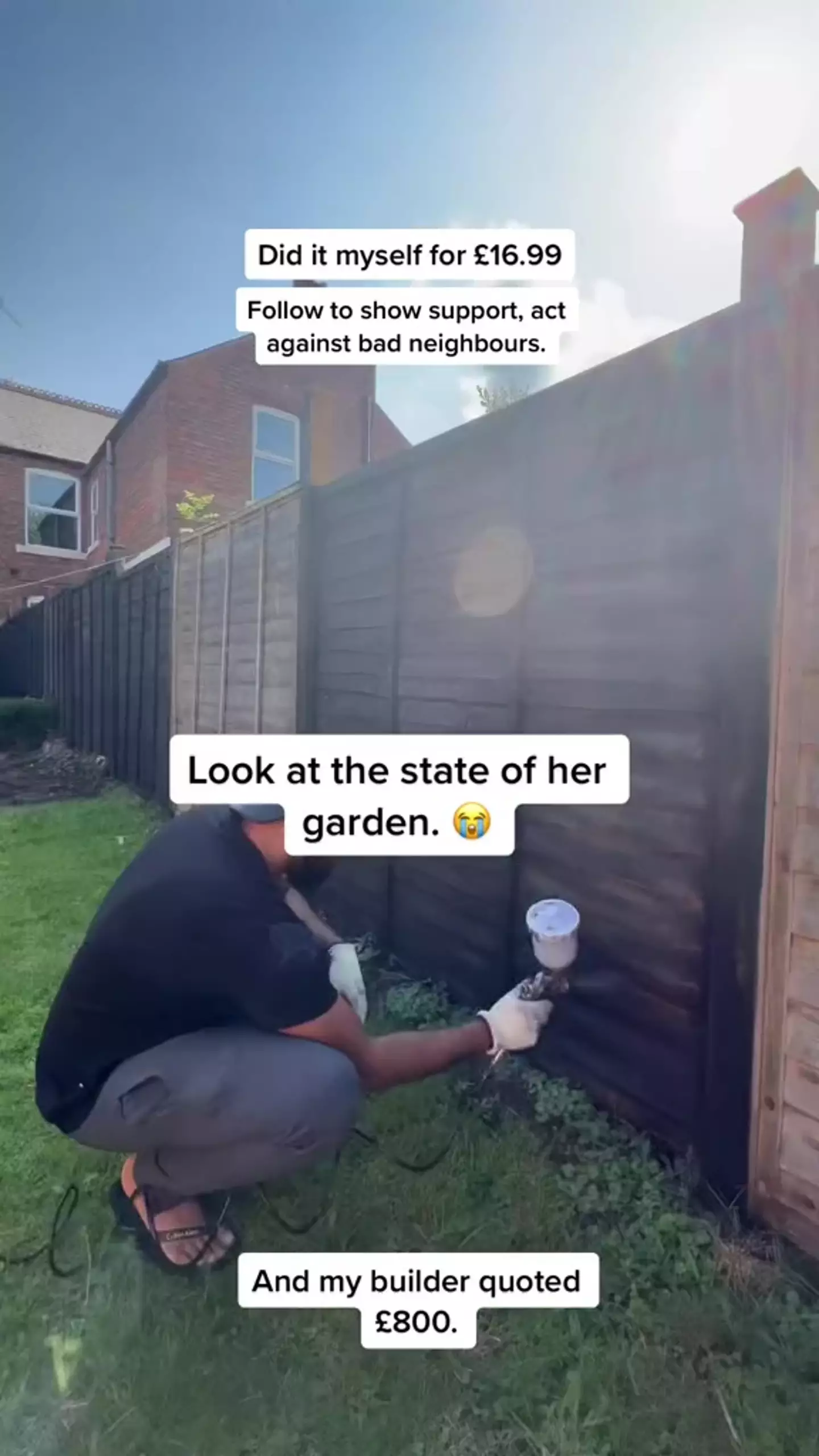 He claims that the person living next door 'refused to fix it'.