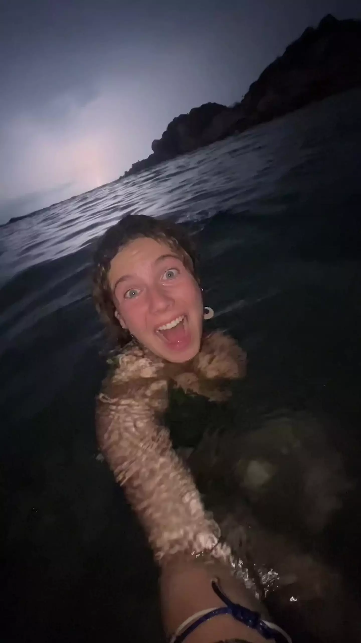 Talia does not regret her decision to swim in the sea during a storm (Kennedy News and Media)