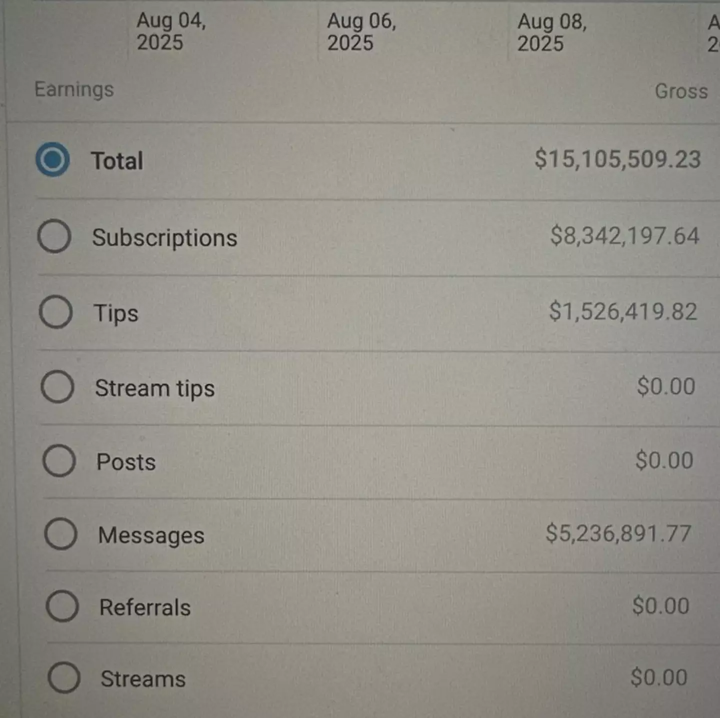 Lil Tay showed her OnlyFans earnings as she said she'd made $15 million off the platform in a couple of weeks (Instagram/@liltay)