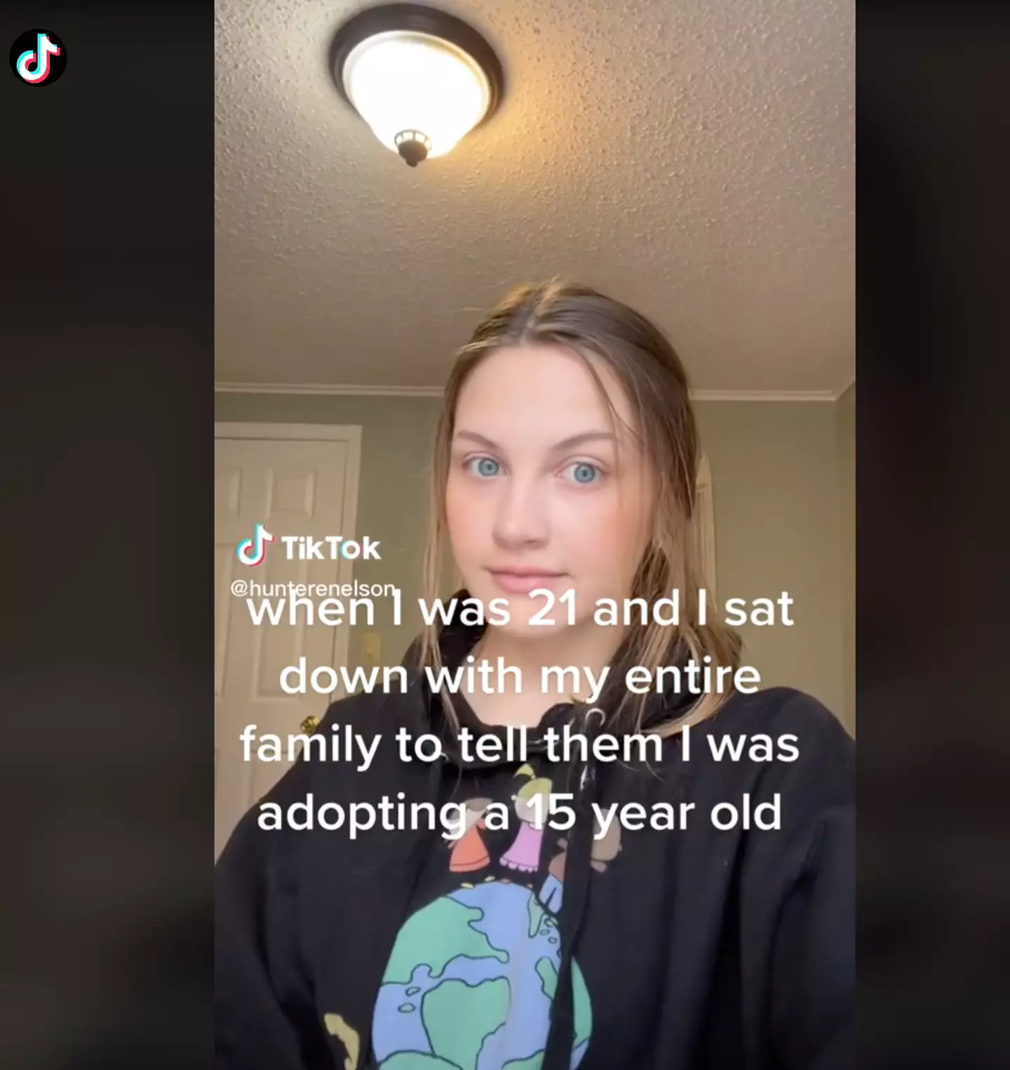 Hunter posted the news of her adoption being a 21-year-old herself CREDIT: TikTok/Hunterenelson