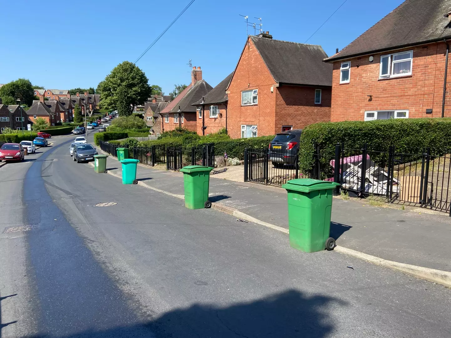 Residents are using wheelie bins to prevent people from parking.