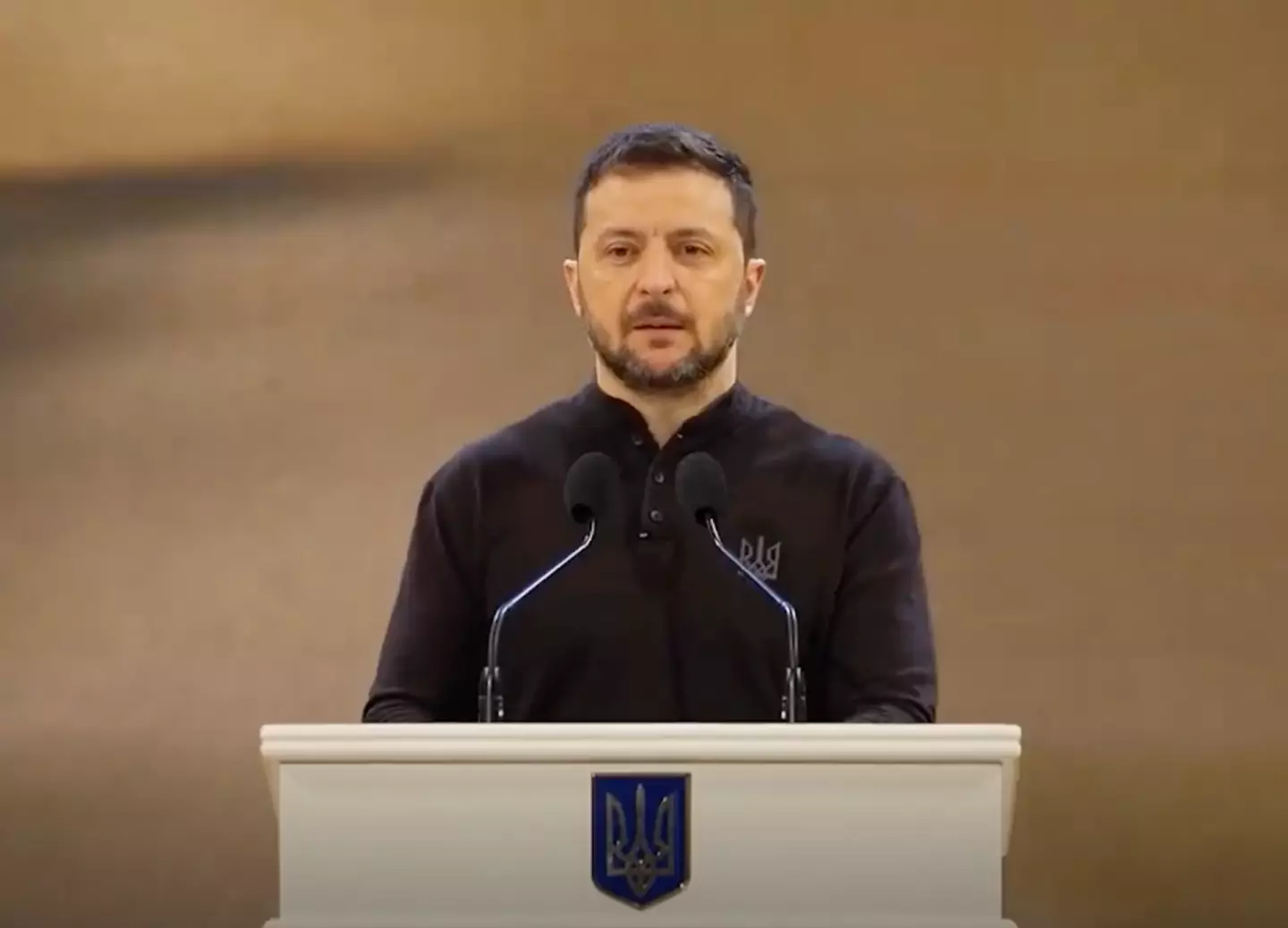 Zelenskyy's joke seemed to go down a treat with the audience (Ukrainian Presidential Press Service)