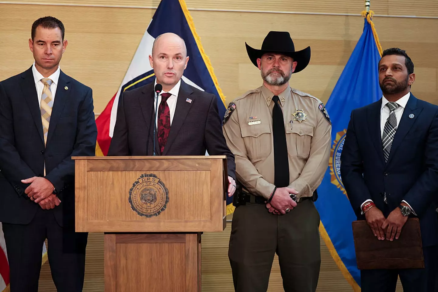 Governor Spencer Cox explained how Tyler Robinson was apprehended (PATRICK T. FALLON/AFP via Getty Images)
