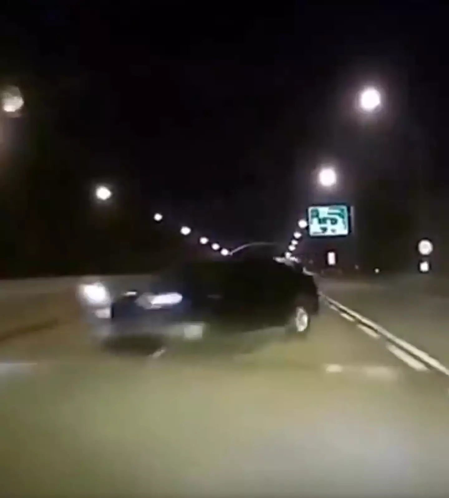 The car accident was seemingly caught via dashcam footage.