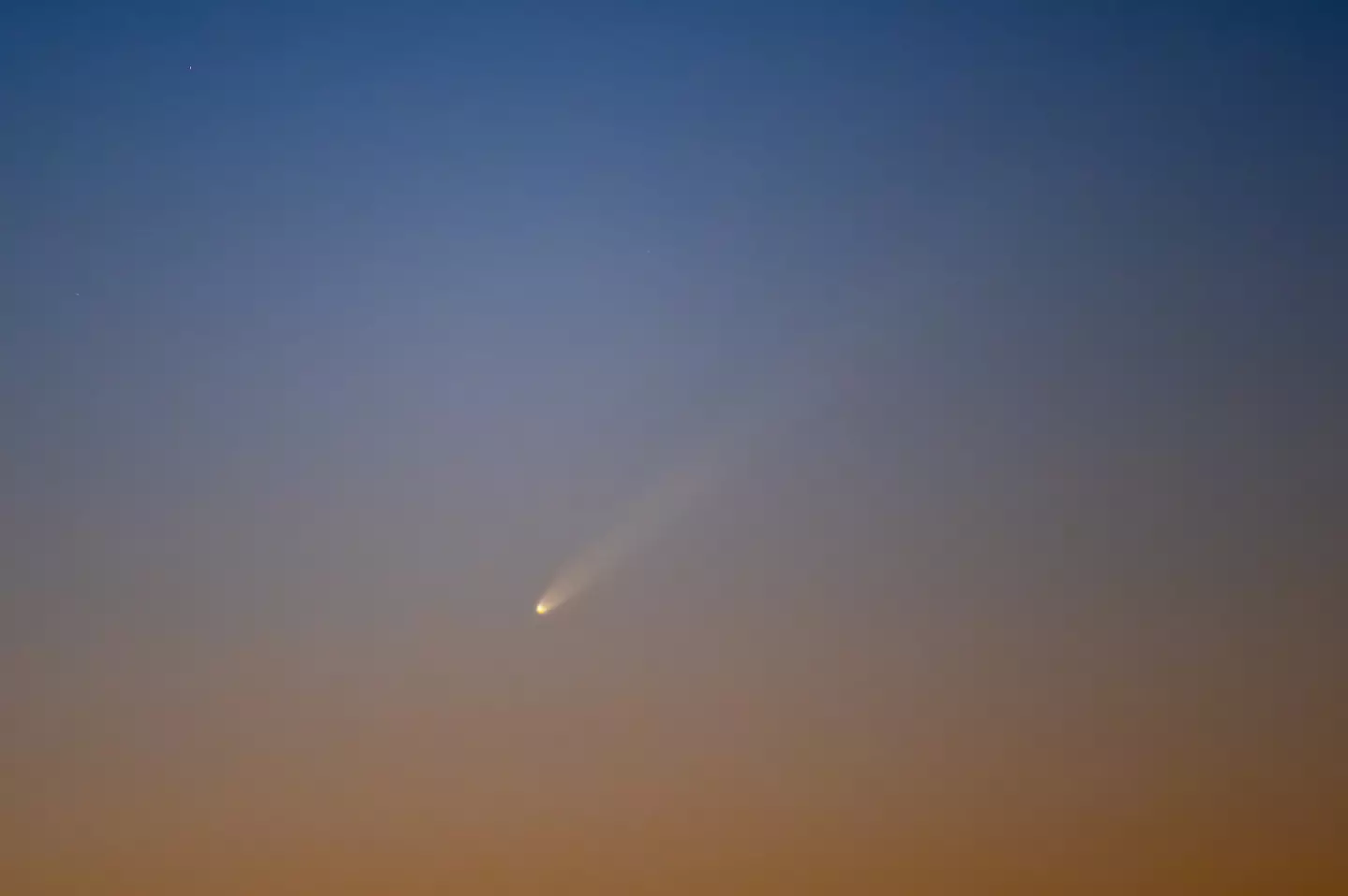 A picture of Comet A3 taken over Spain last month during a period of visibility. (Marcos del Mazo/LightRocket via Getty Images)