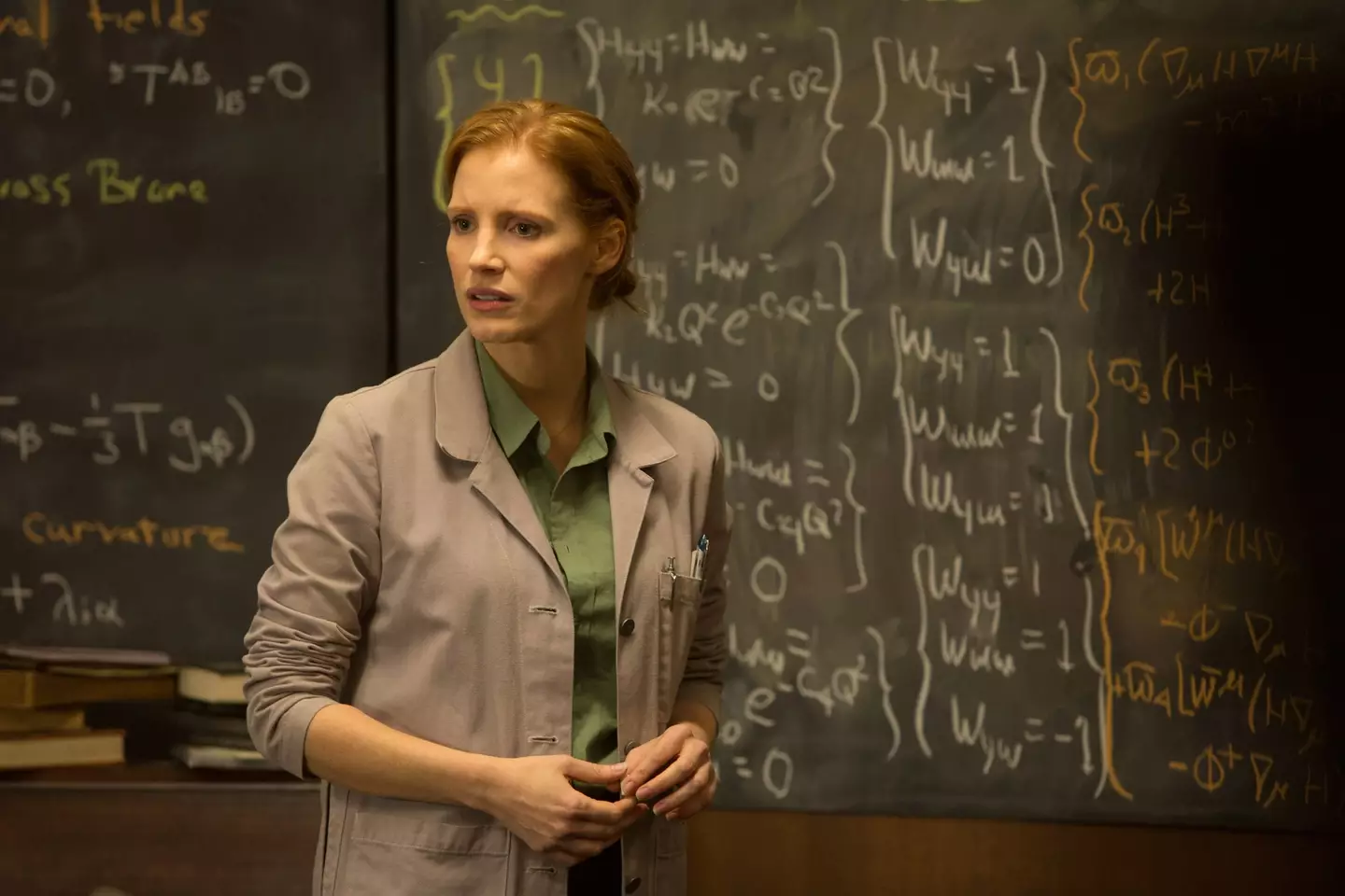 Jessica Chastain's character attempts to solve the gravity problem throughout the film (Warner Brothers)