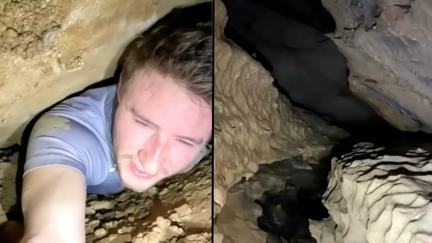 Cave diver leaves people with ‘goosebumps’ after getting ‘stuck’ in tiny hole