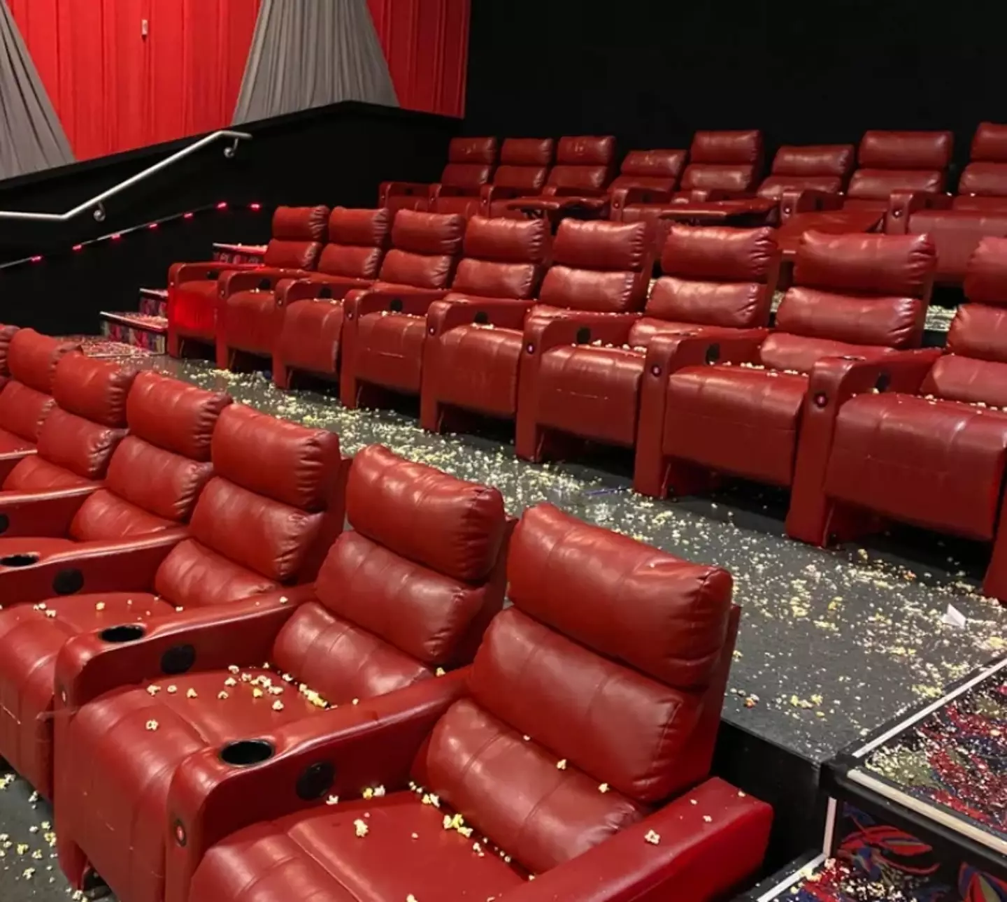 They didn't even stay until the end of the film, it's like they just wanted a food fight and didn't care that someone else would have to clean it up.