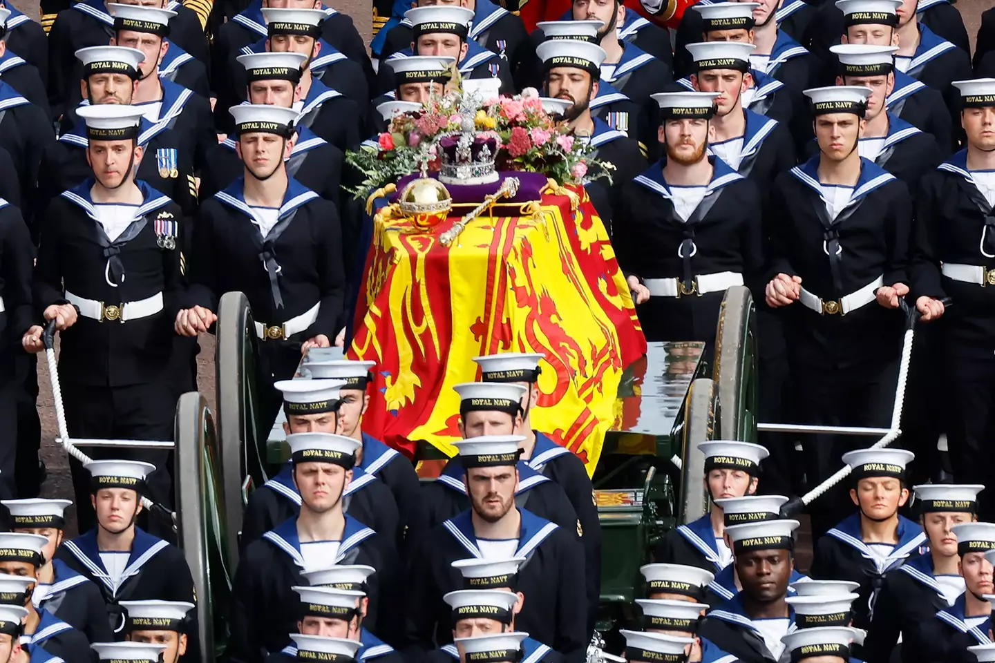 The broadcast of the funeral contained the creepy line. (Chip Somodevilla/Getty Images)