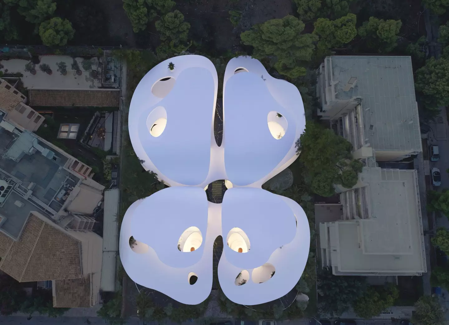 The house is shaped like a butterfly.