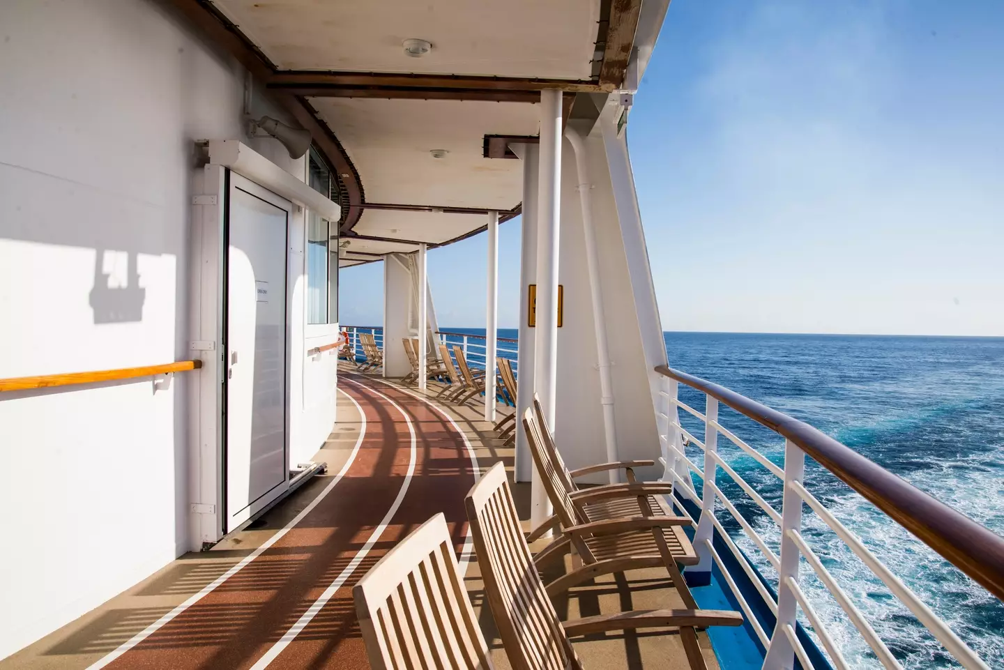 A cruise ship at sea.