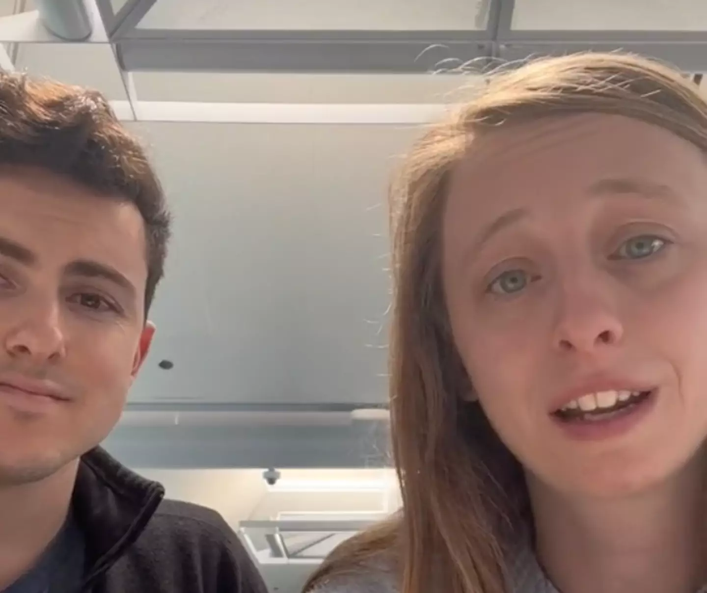 Danielle and Mikey were sitting in first class as they celebrated their engagement.