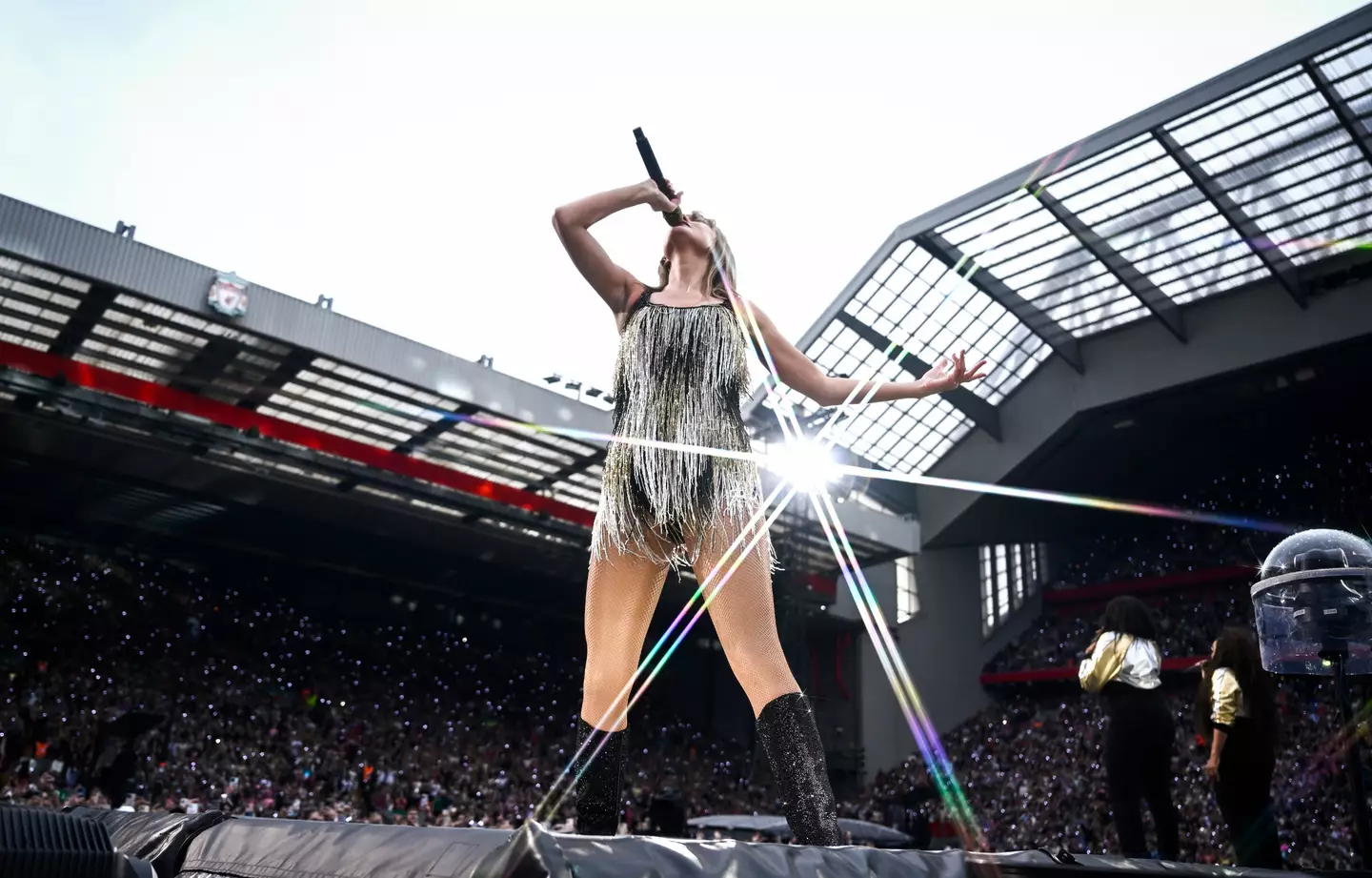 Taylor revealed her secret code whilst performing her Eras Tour in Liverpool. (Gareth Cattermole/TAS24/Getty Images for TAS Rights Management)