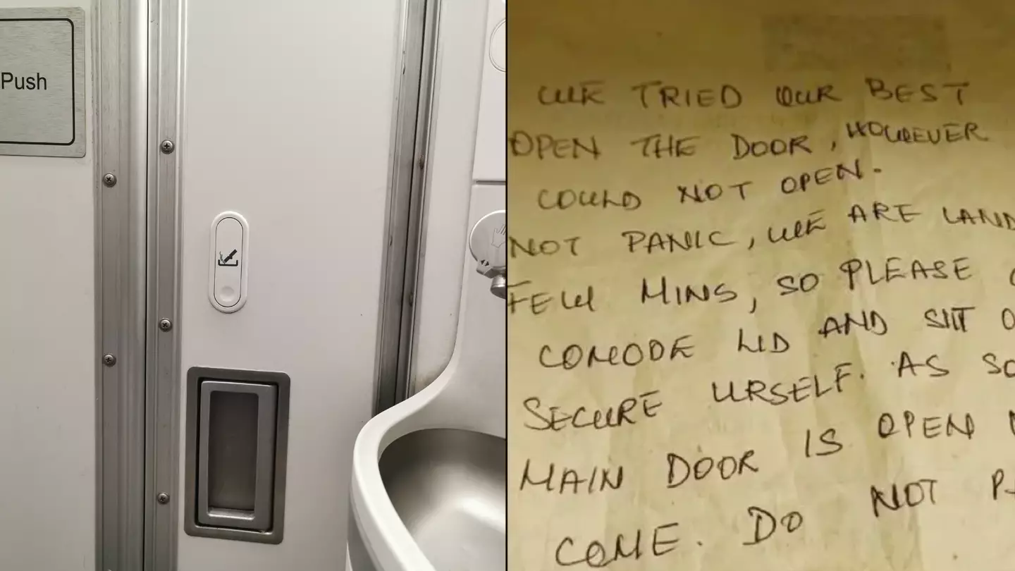 Passenger trapped in plane toilet for entire flight gets note slid under door half way through
