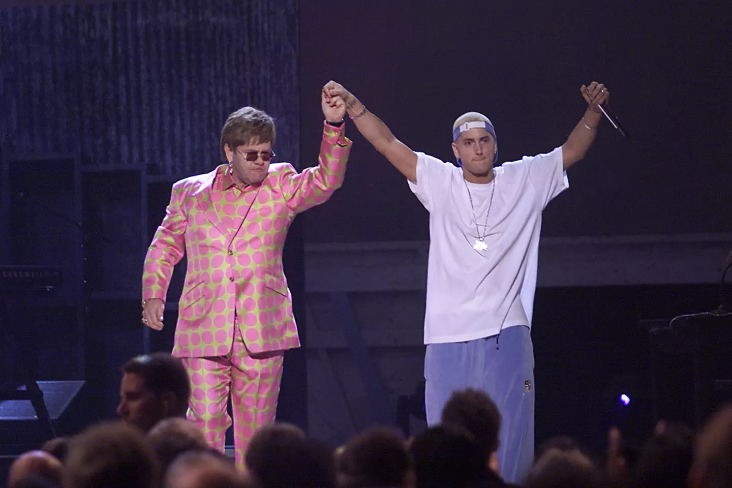 Elton John and Eminem at the 2001 Grammy Awards.
