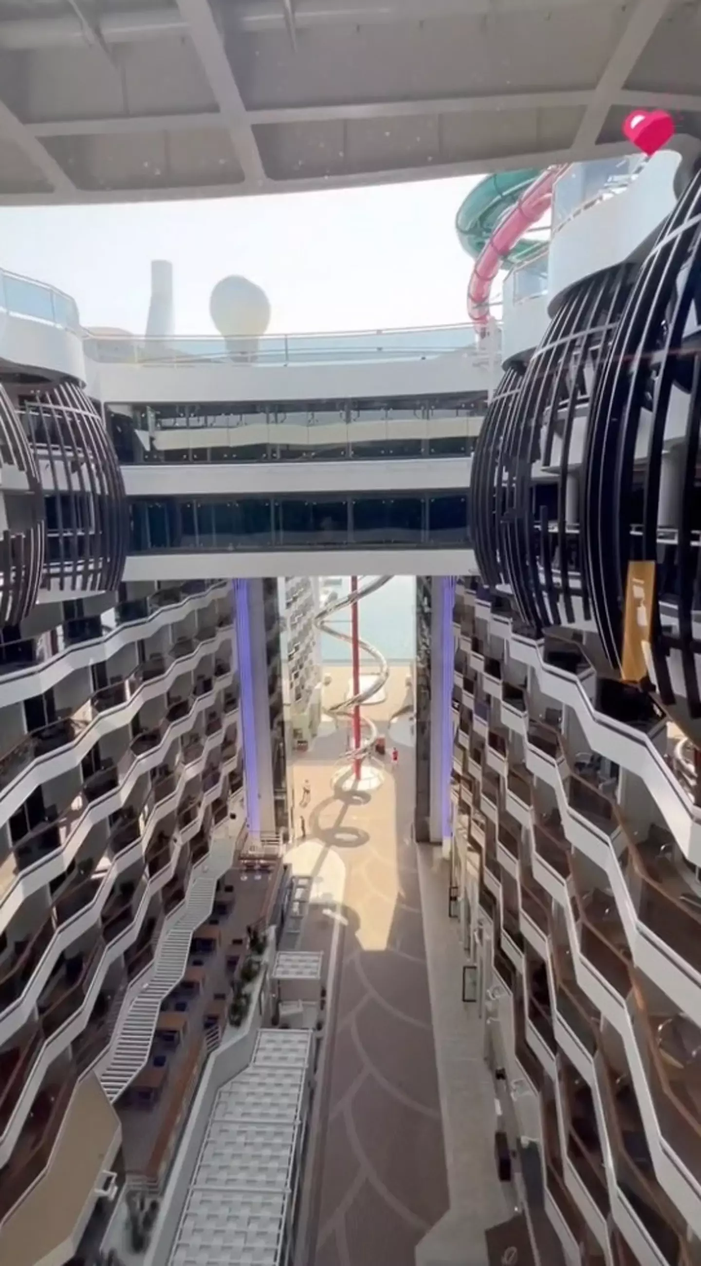 The five-star ship has a whopping 2,633 cabins with most basic rooms having a bed, wardrobe, bathroom and TV.