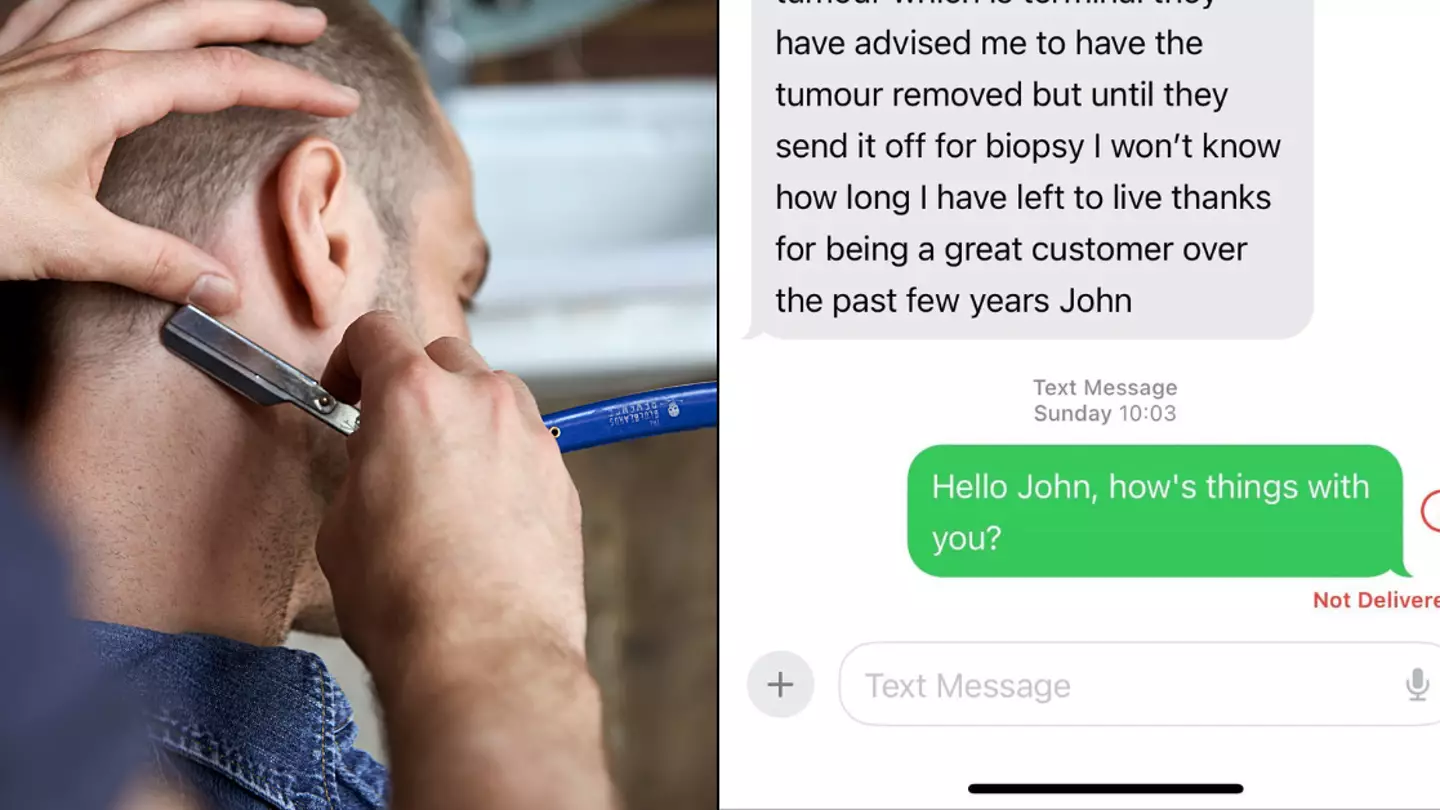 Bloke devastated after receiving heartbreaking message about brain tumour from his barber