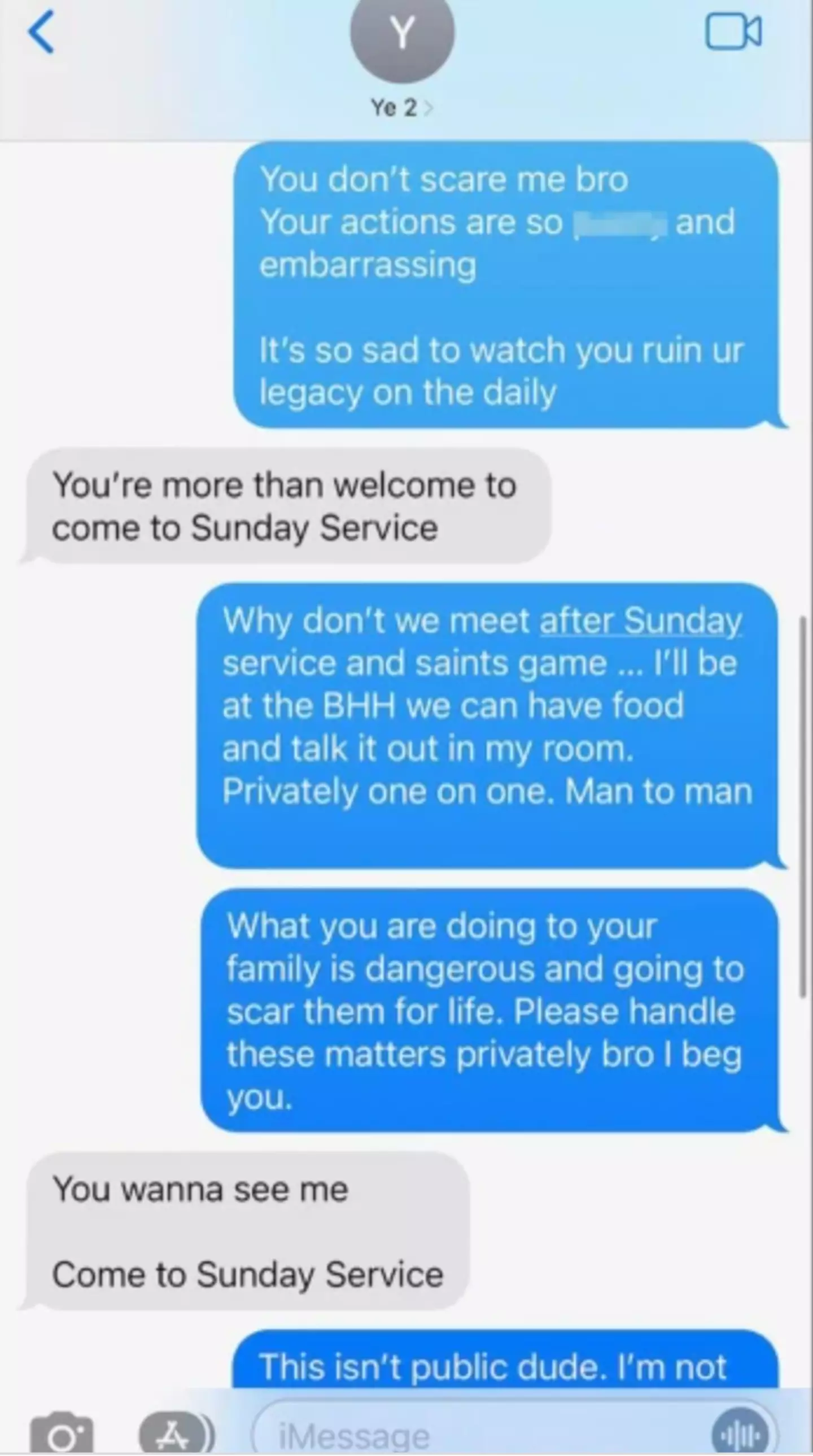 Pete Davidson's messages to Kanye (@davesirus/Instagram)