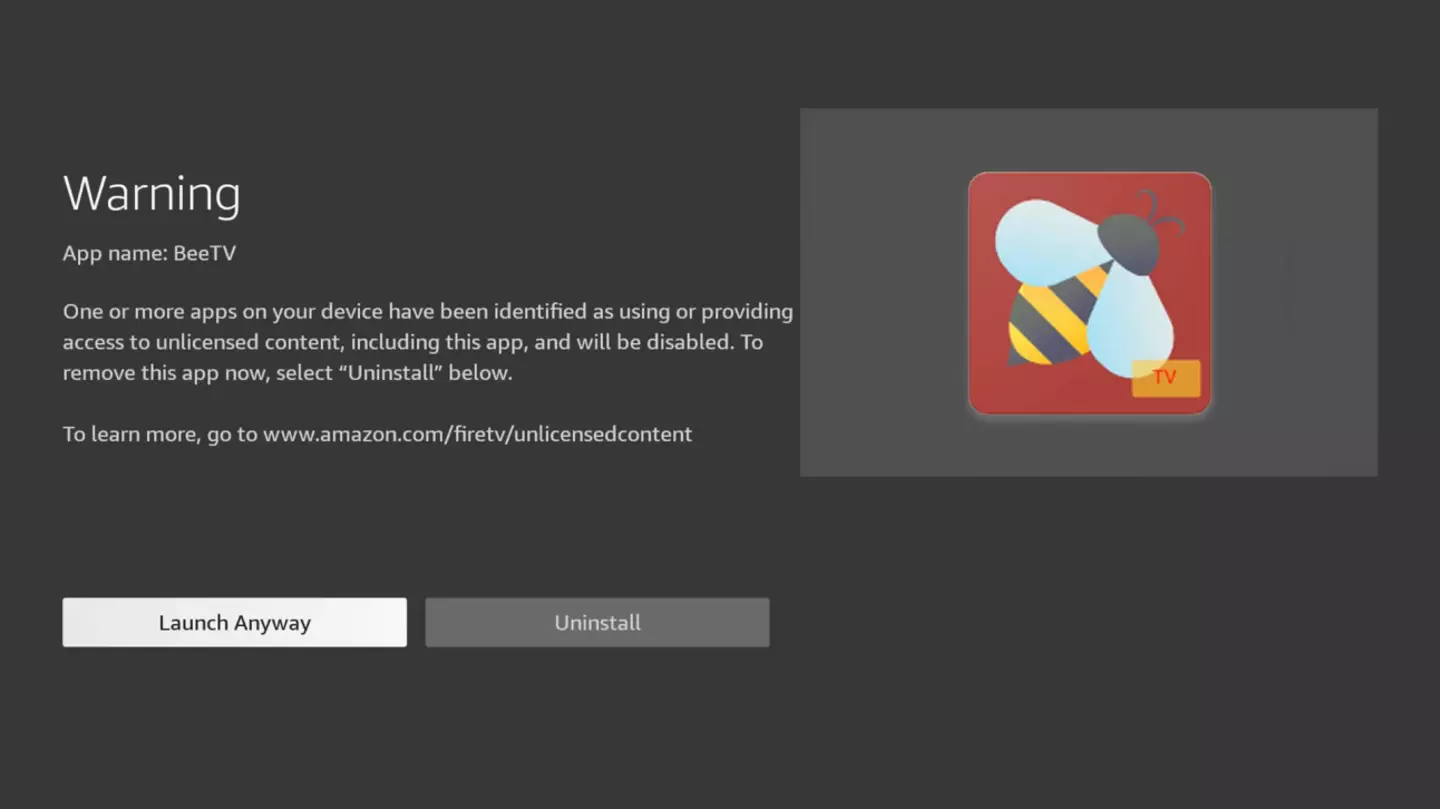 The warning people are seeing on their TV screens (Reddit)