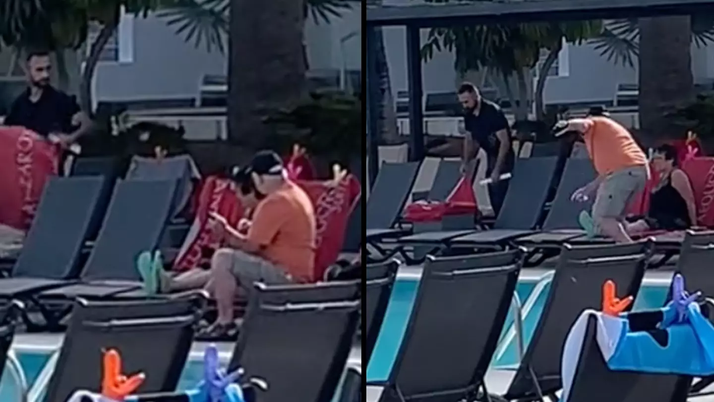 Hotel workers praised for brutally removing towels from holiday sun loungers at resort