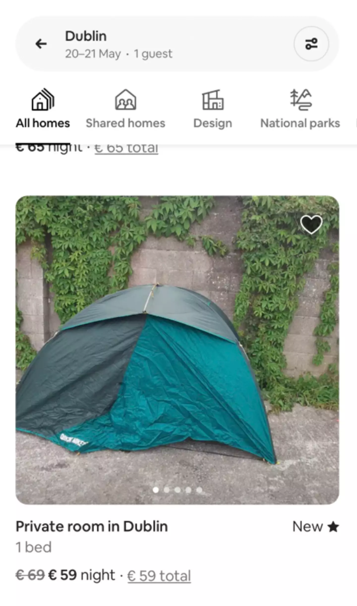 For almost £60, holiday-goers could have had the luxury of a pop-up tent in someone's back garden.