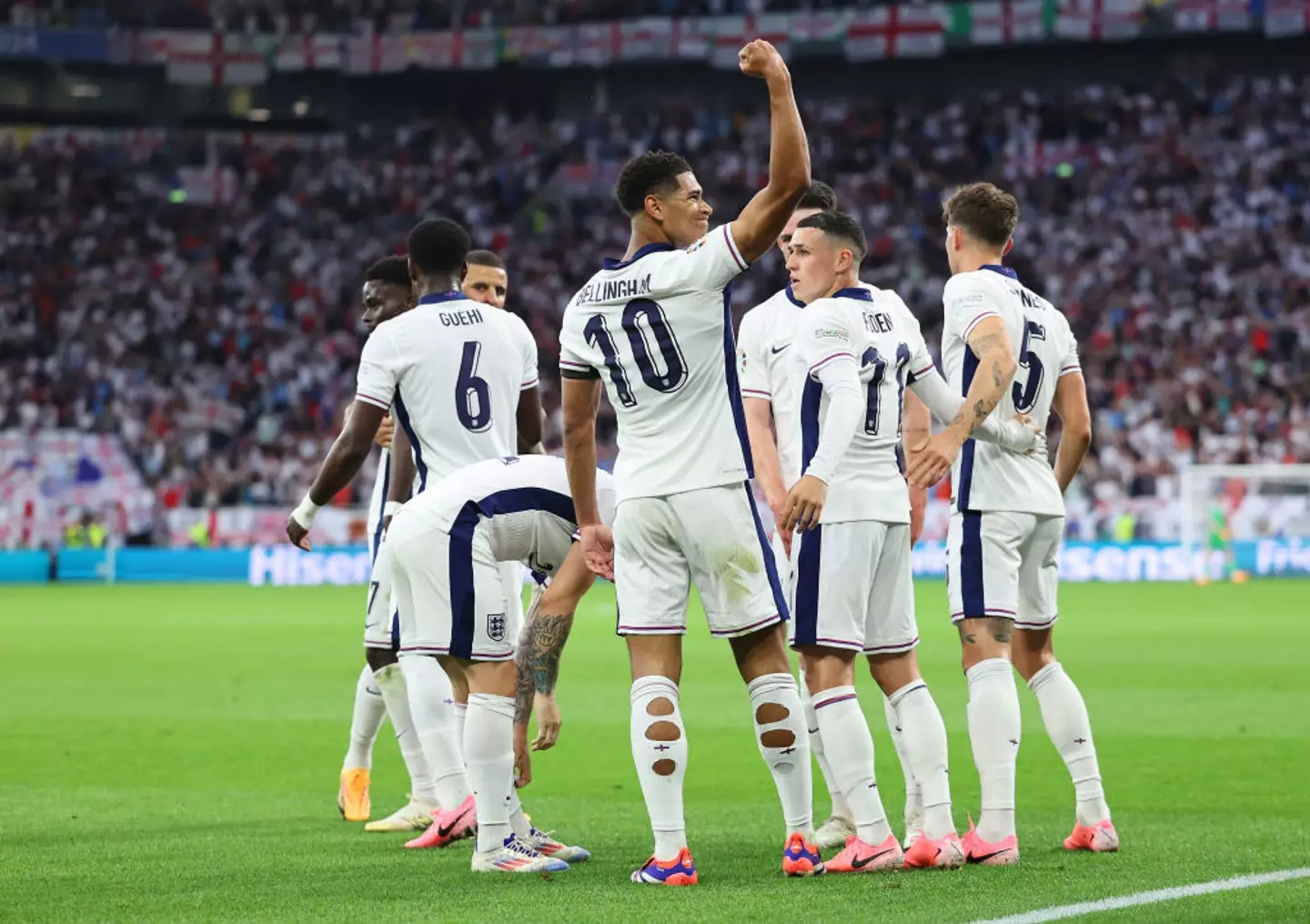 He explained his new celebration to fans. (Matt McNulty - UEFA/UEFA via Getty Images)