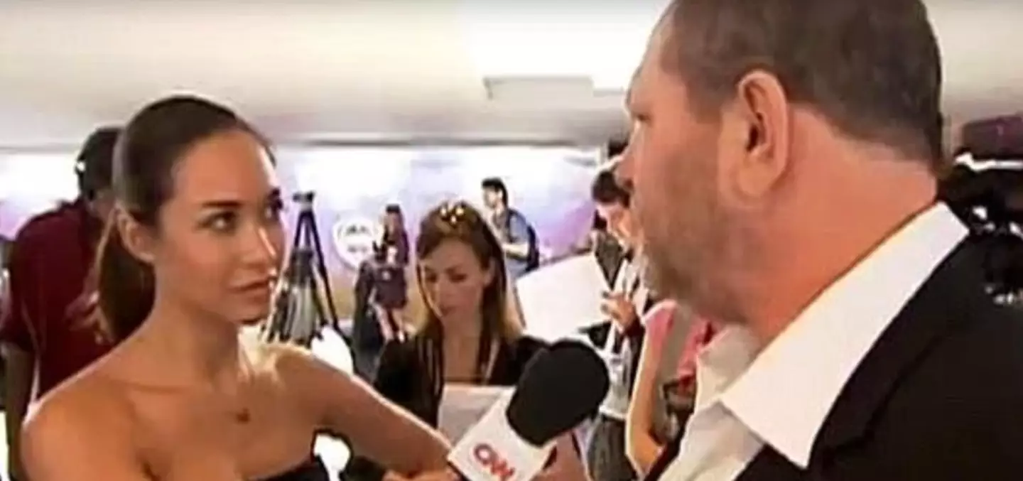 The singer and TV presenter interviewed the disgraced film producer at Cannes Film Festival (CNN)