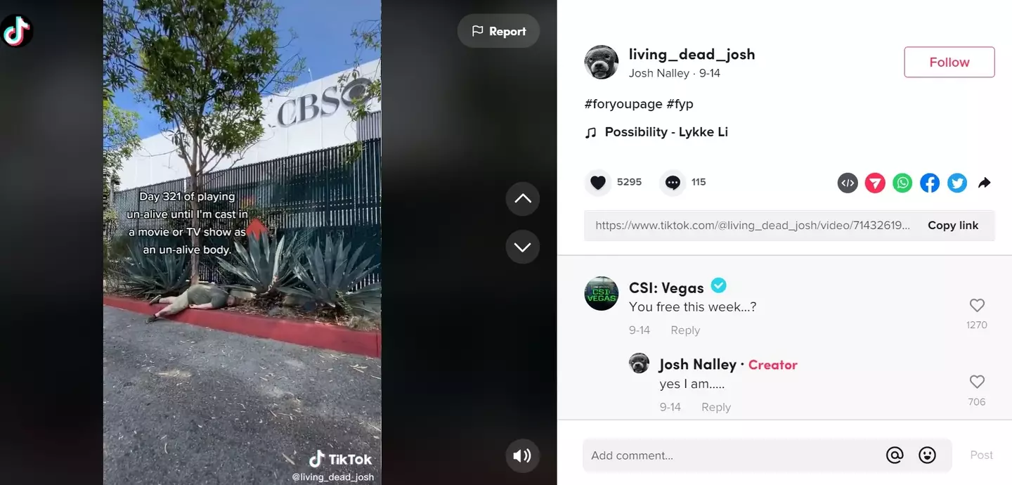 After almost a year of pretending to be dead Josh finally landed a role on CSI: Vegas.