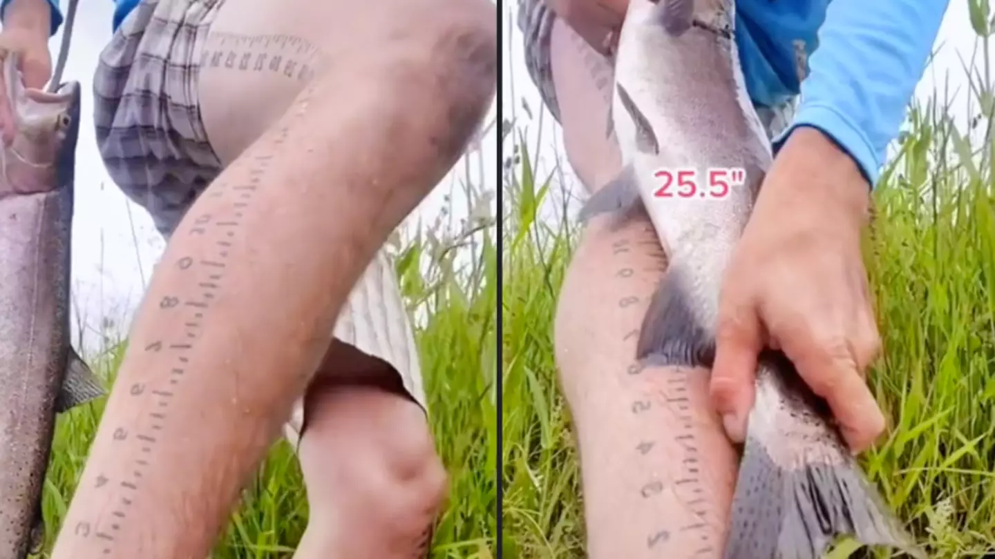 Fisherman gets ruler tattoo on his leg so he can always measure his catch